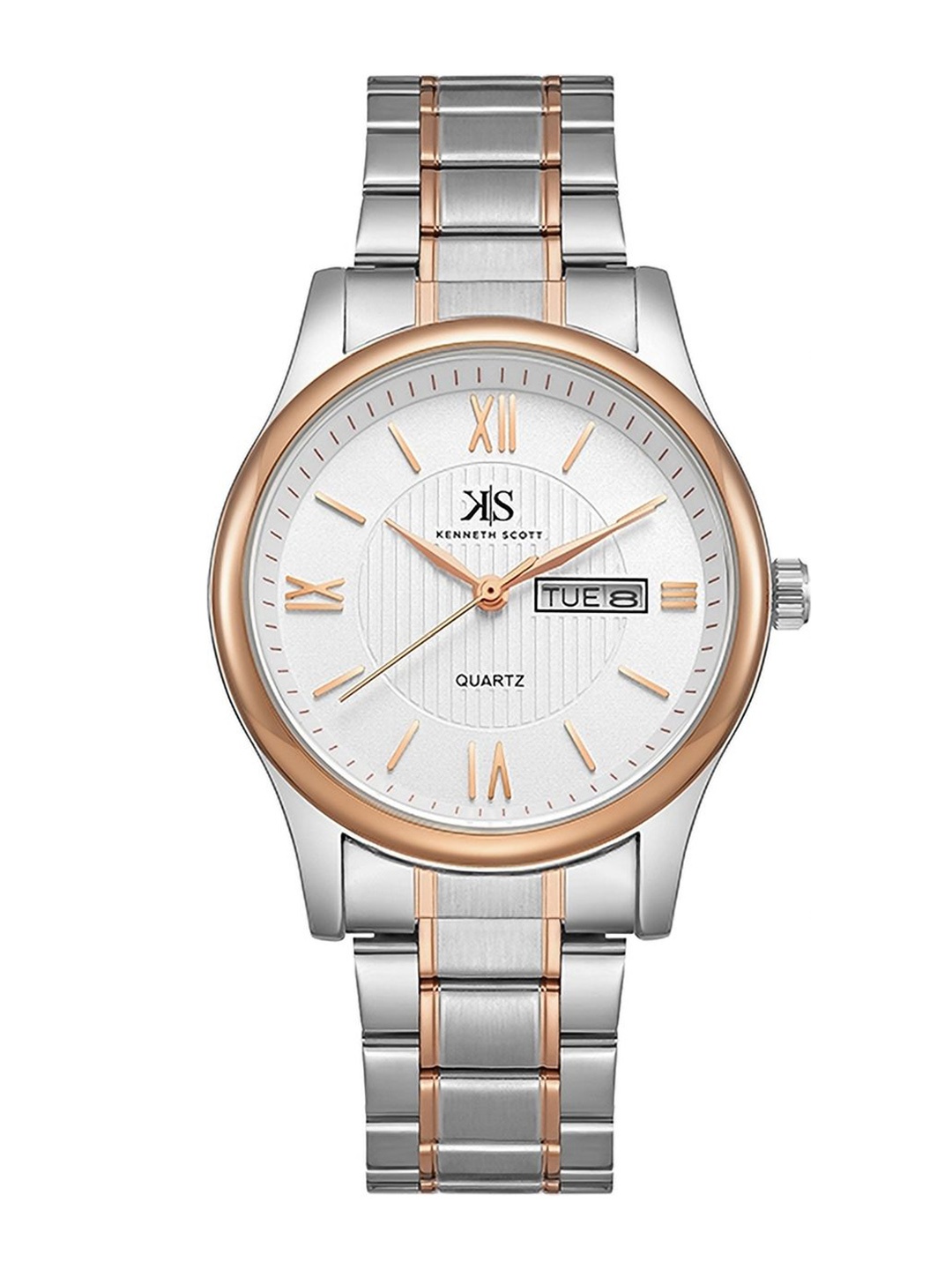 

KENNETH SCOTT Men Dial & Stainless Steel Bracelet Style Straps Analogue Watch K23029-KBKW, Rose gold
