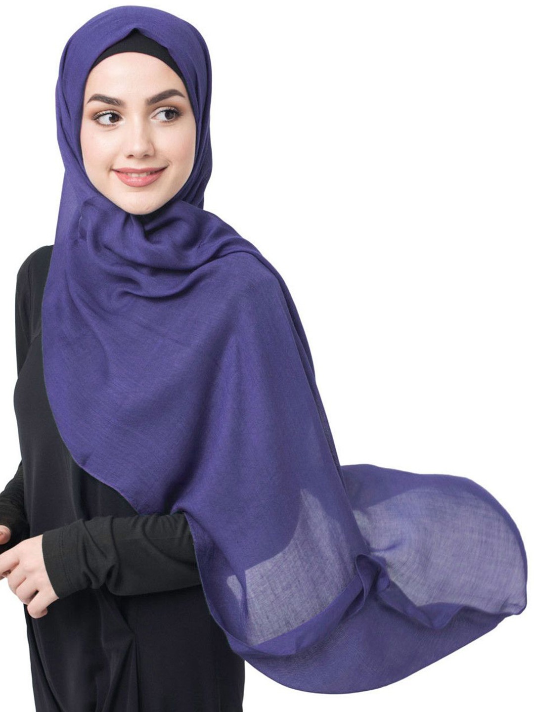 

IDH London Cotton Round Neck Hijab Burqa, Blue