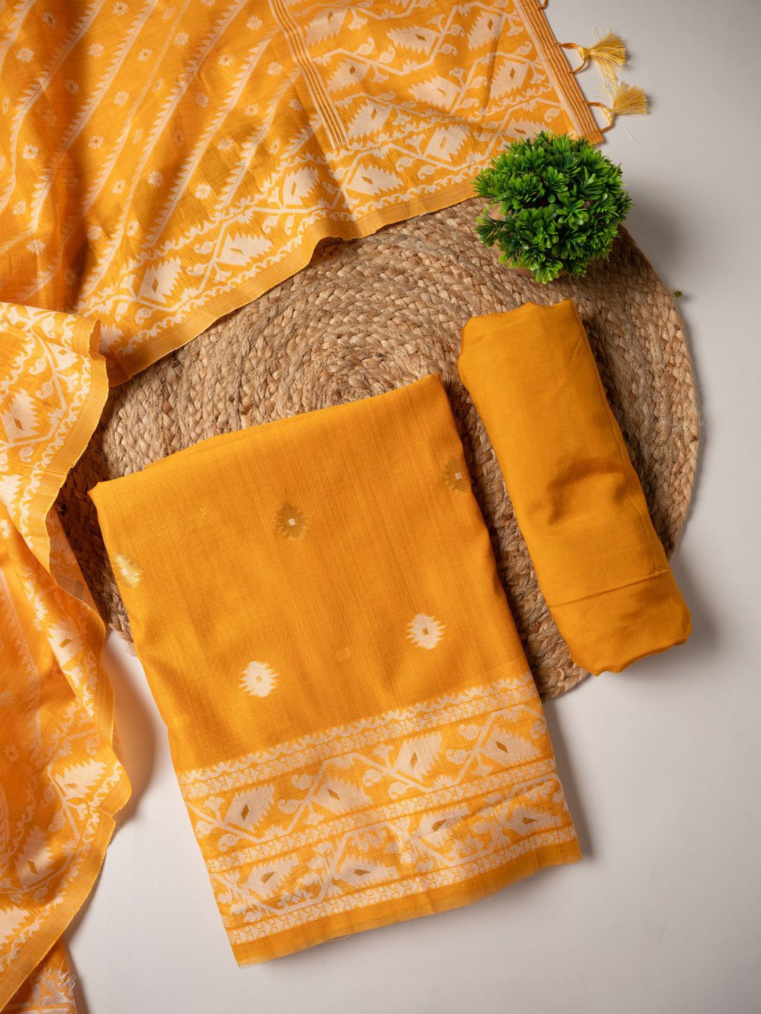 

GAJARAI Unstitched Dress Material, Mustard