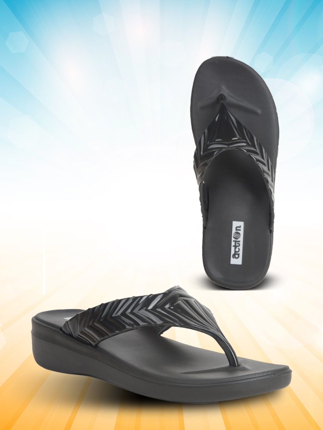 

Action Plus Women Thong Flip-Flops, Black