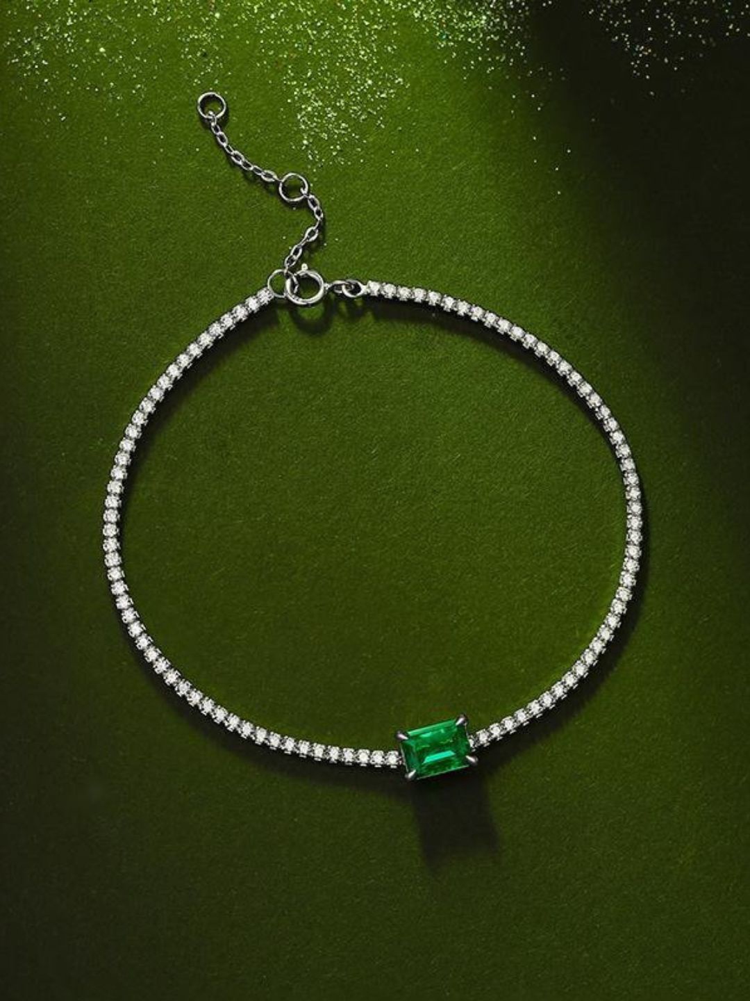 

CAUER 925 Sterling Silver Rhodium-Plated Cubic Zirconia Studded Link Bracelet