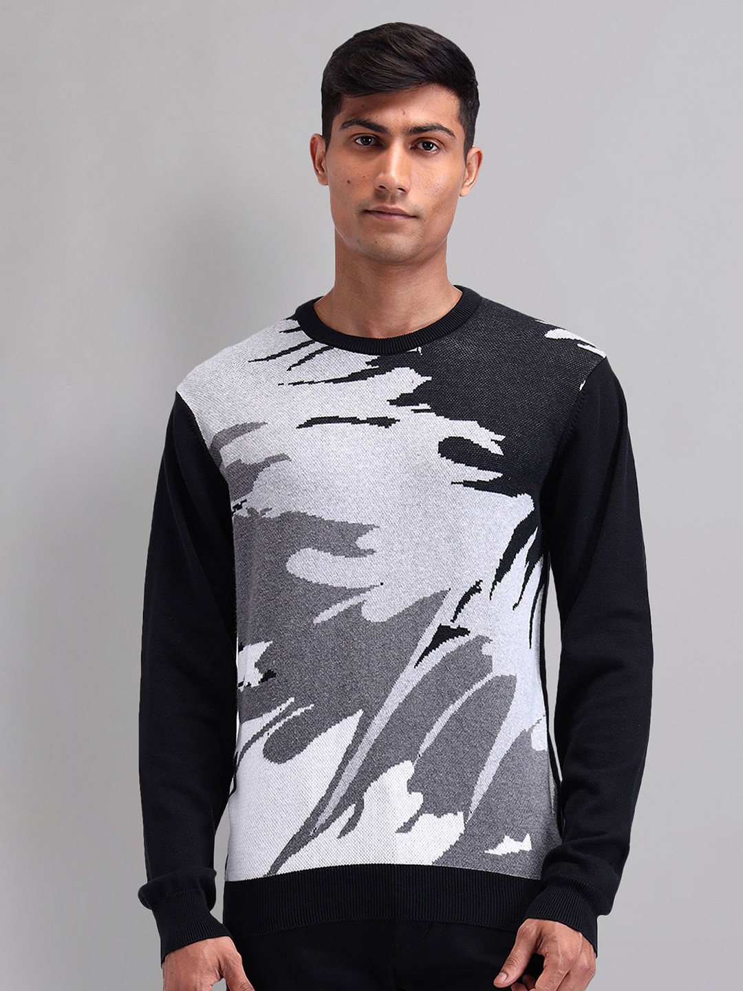 

AD By Arvind Men Printed Pullover, Black