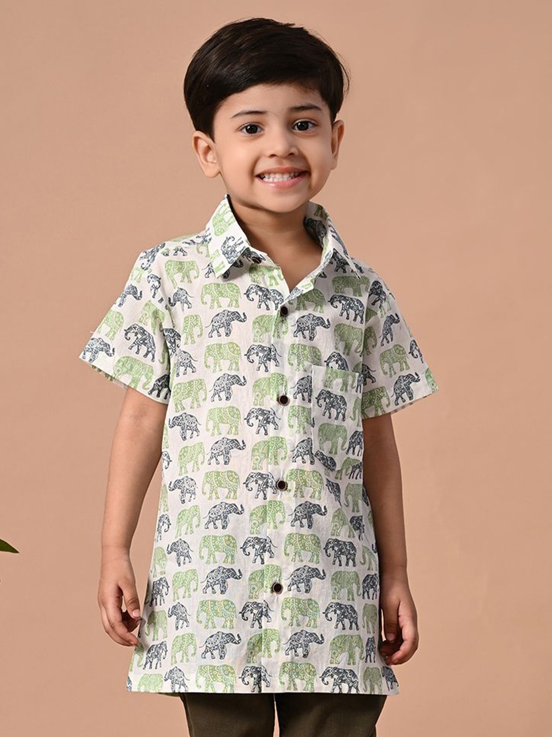 

BAESD Boys Comfort Animal Opaque Printed Casual Shirt, Green