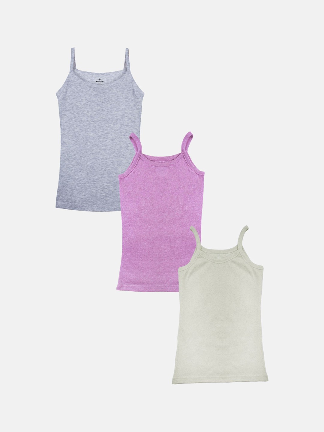 

KiddoPanti Girls Pack Of 3 Cotton Camisoles, Grey