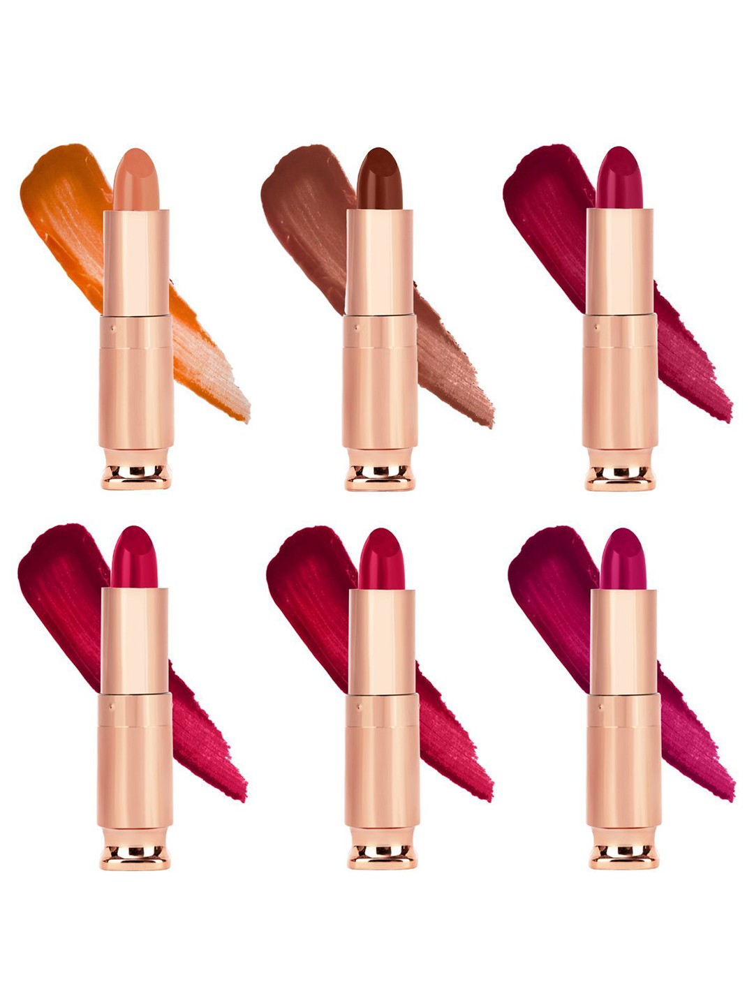 

krayons Set of 6 Matte Lipsticks with Jojoba Oil - 3.5g Each-162-111-110-152-184-160, Pink