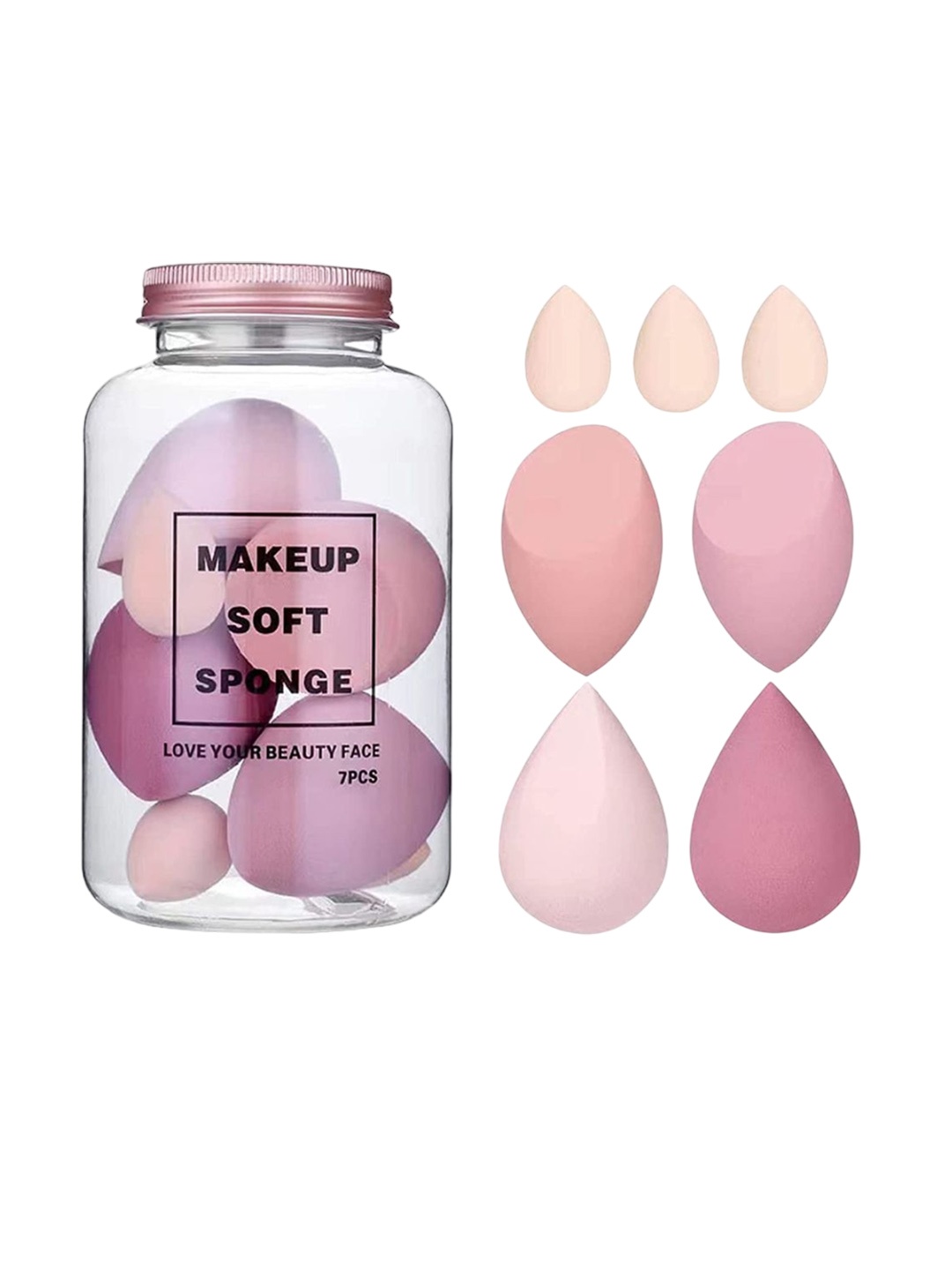 

Gleva Set Of 7 Soft Makeup Sponges, Pink