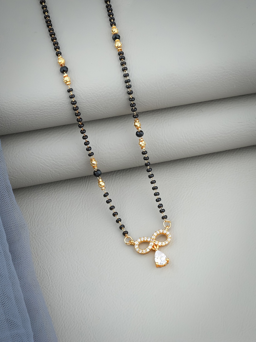 

Wynona Stone Studded & Beaded Mangalsutra, Gold