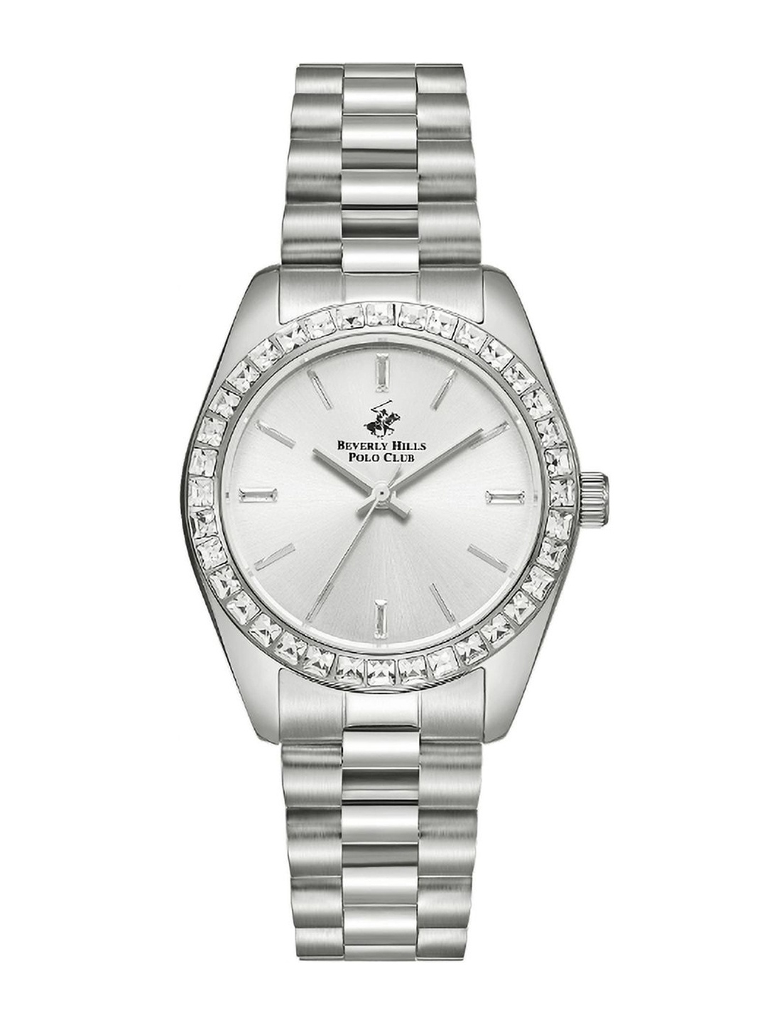 

Beverly Hills Polo Club Women Embellished Bracelet Style Straps Analogue Watch BP5034Y.330, Silver