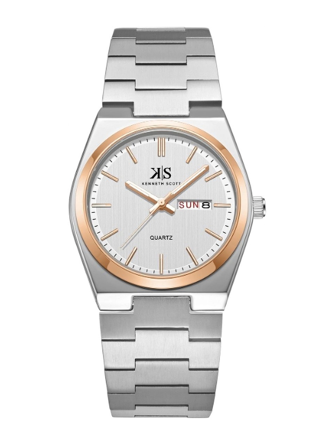 

KENNETH SCOTT Men Dial & Stainless Steel Bracelet Style Straps Analogue Watch K24011-KBSW, Silver