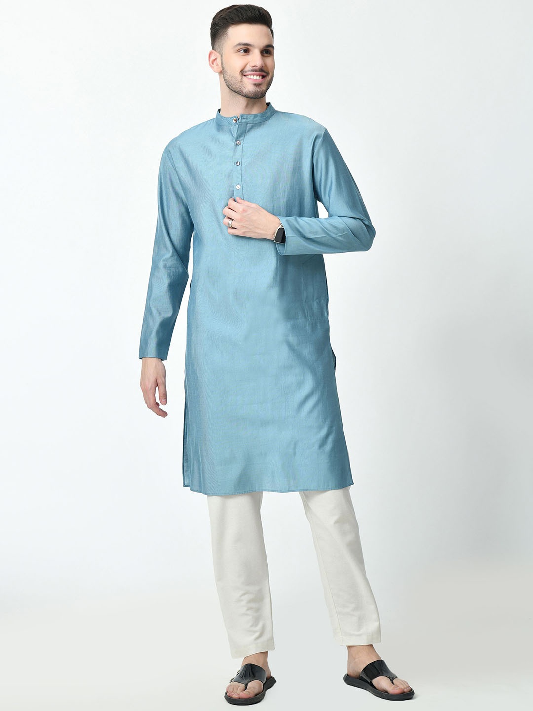 

ALL WAYS YOU Men Thread Work Kurta, Teal