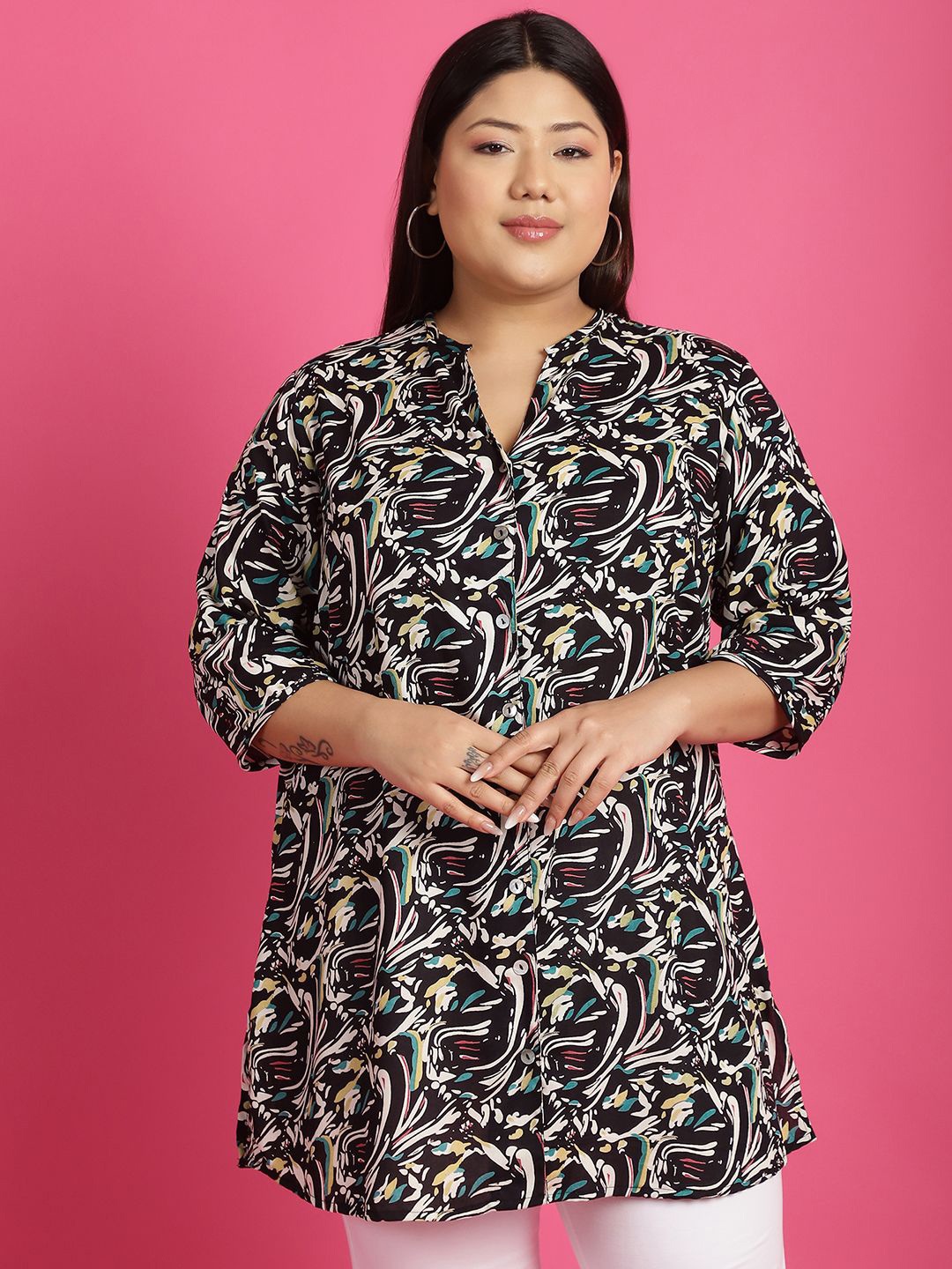 

theRebelinme Women Floral Opaque Printed Casual Shirt, Black