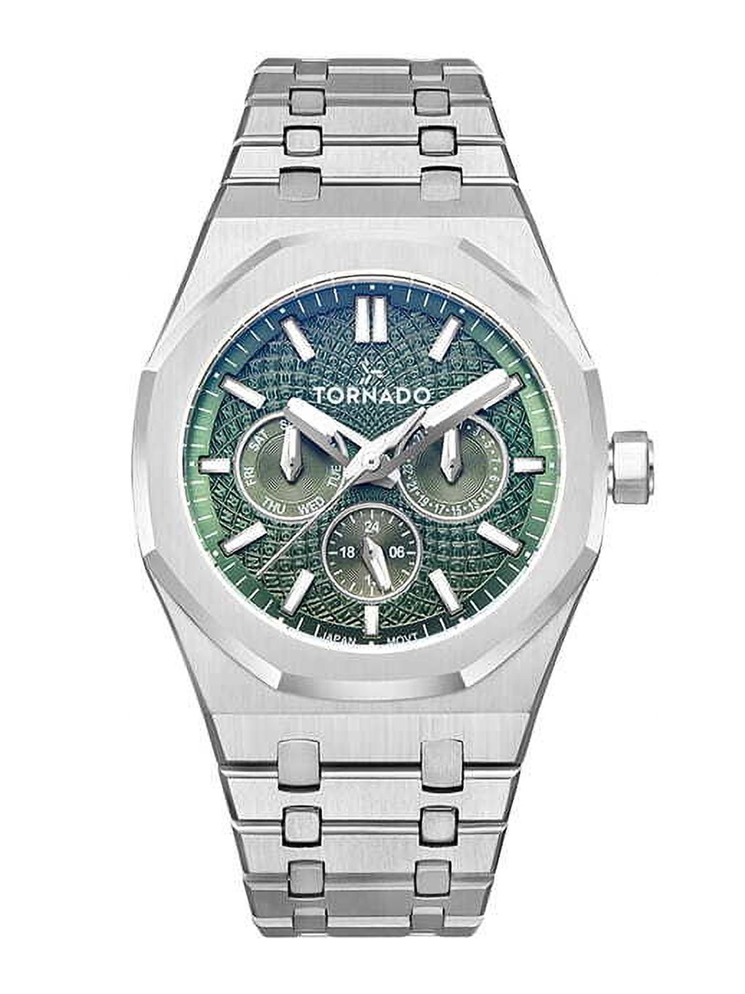 

TORNADO Men Dial & Stainless Steel Bracelet Style Straps Analogue Multi Function Watch T23104-SBSH, Green