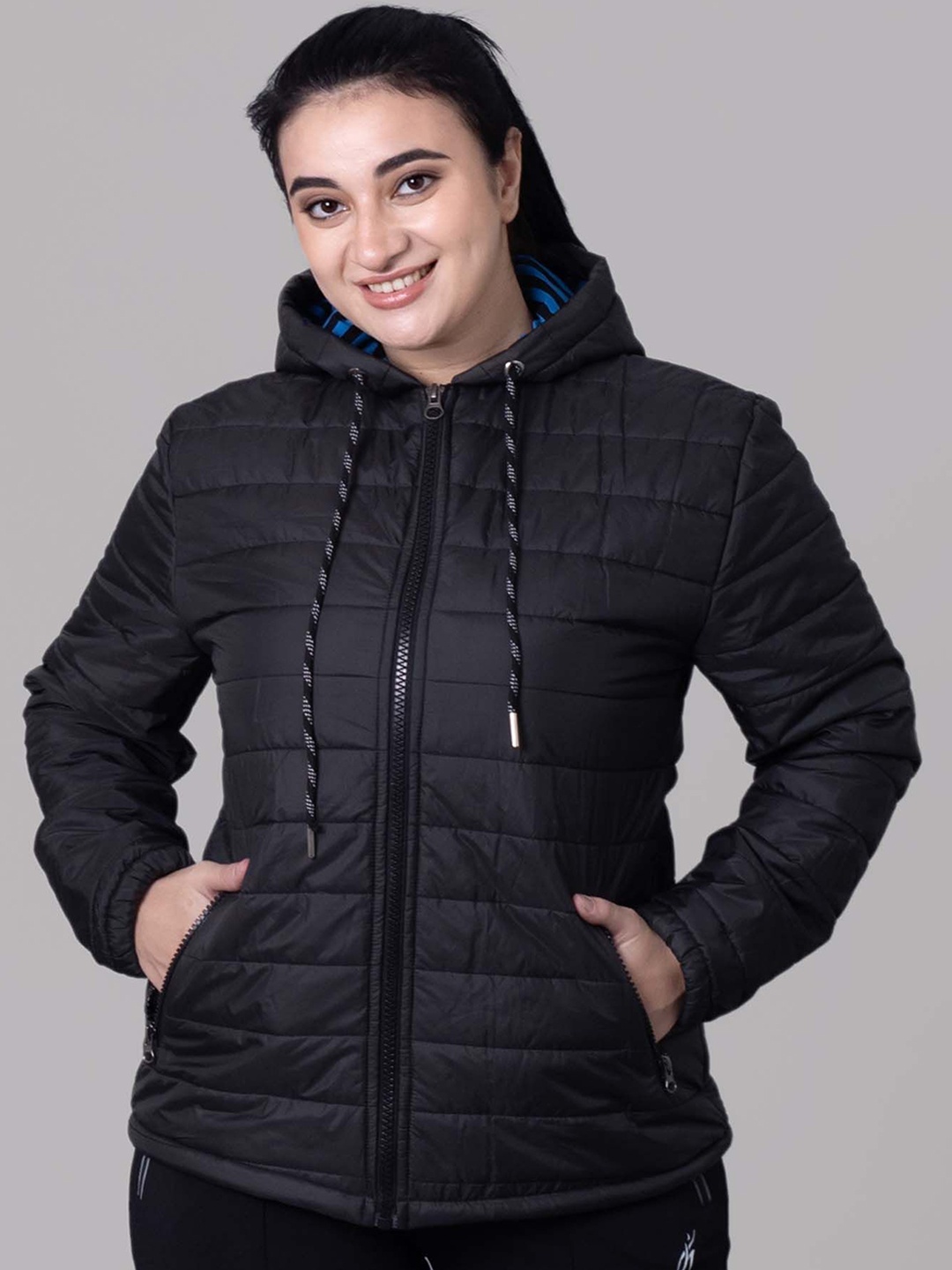 

Keepfit Women Hooded Solid Casual Padded Jacket, Black