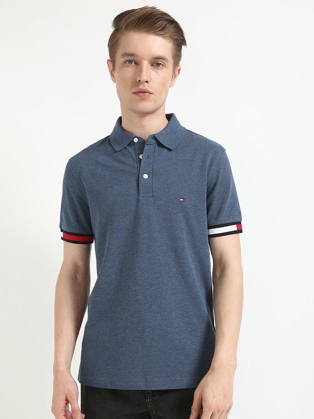 

Tommy Hilfiger Men Polo Collar Solid T-shirt, Blue