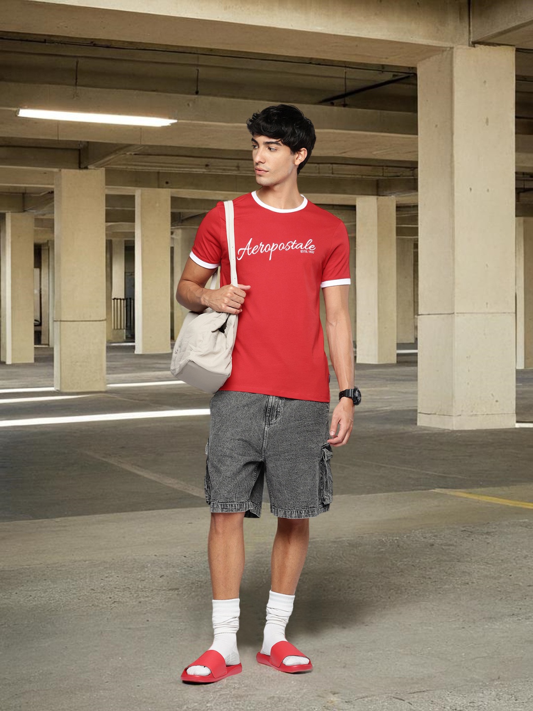 

Aeropostale Men Brand Logo Printed Pure Cotton T-shirt, Red