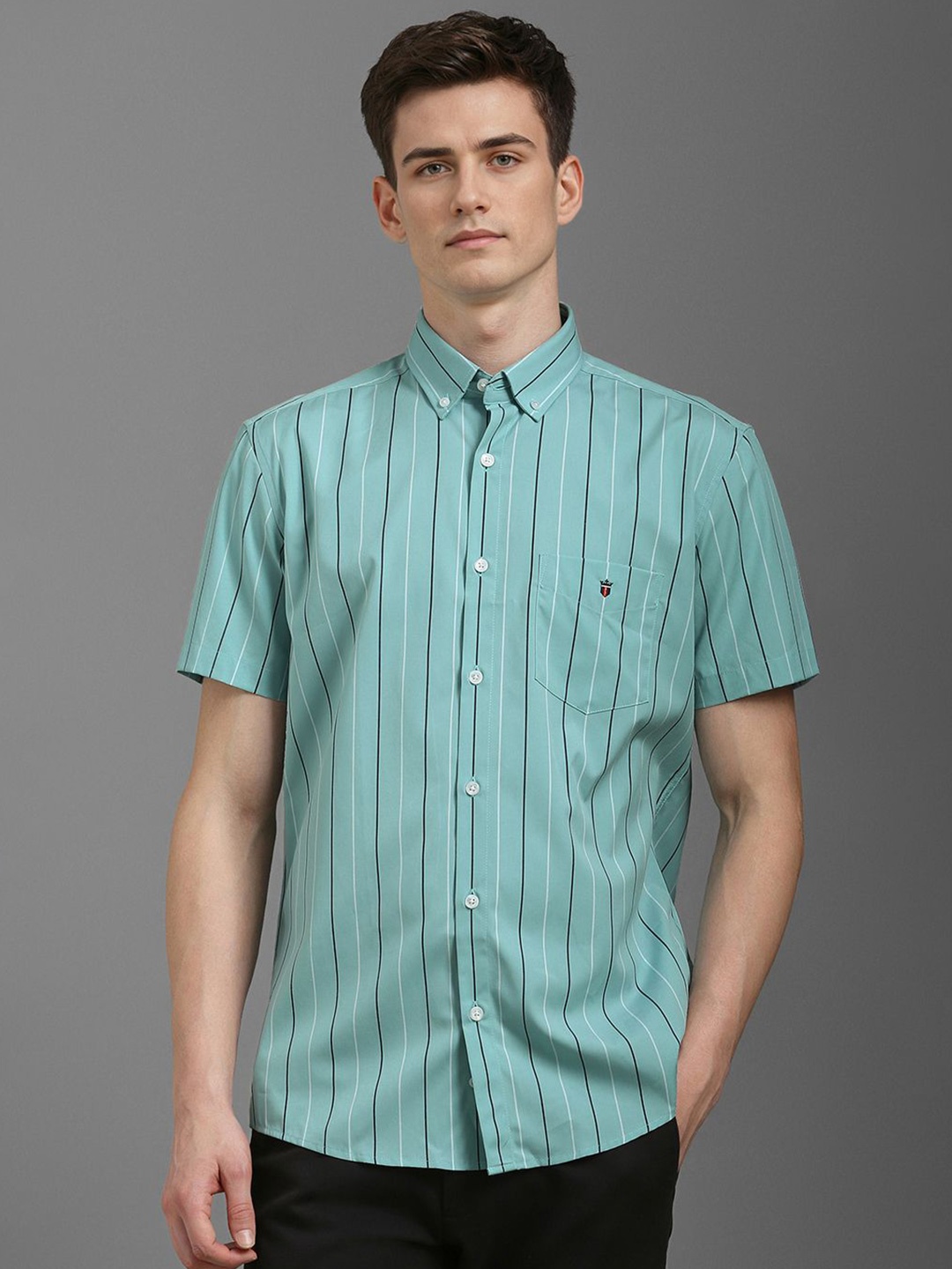 

Louis Philippe Sport Men Slim Fit Vertical Striped Casual Shirt, Sea green