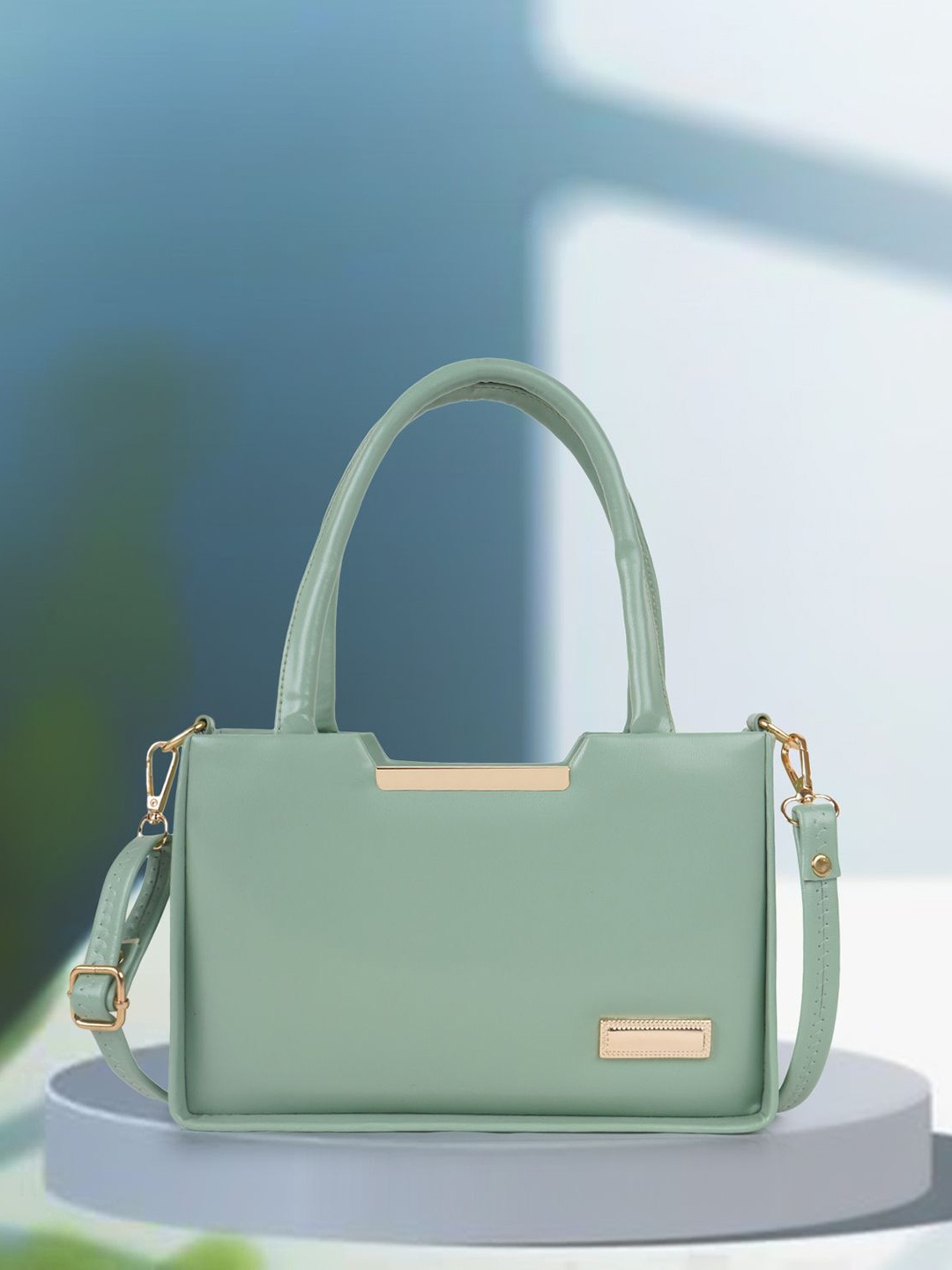 

SPOTIC Women Solid Structured Sling Bag, Sea green
