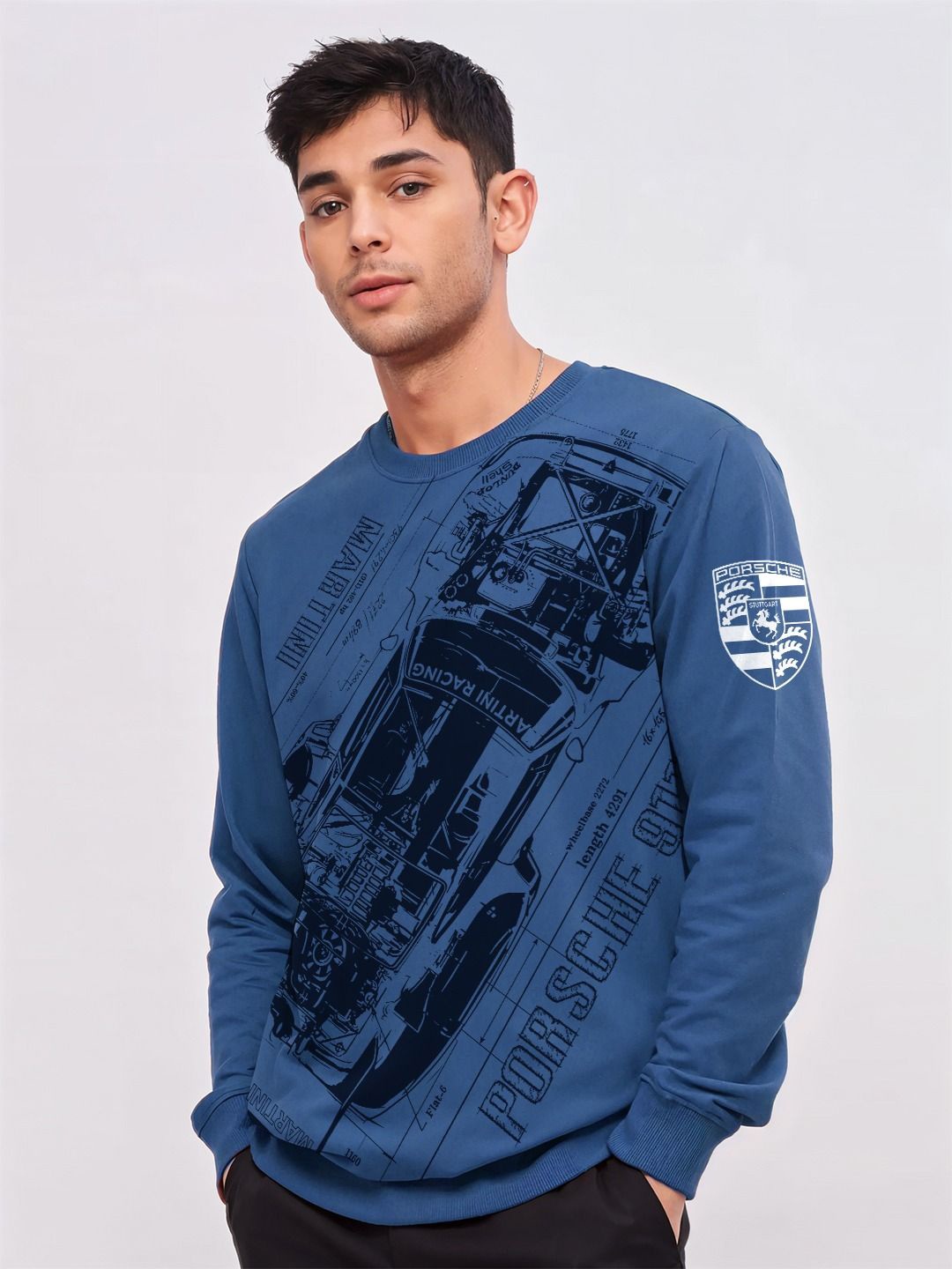 

Crazymonk Men Printed Sweatshirt, Blue
