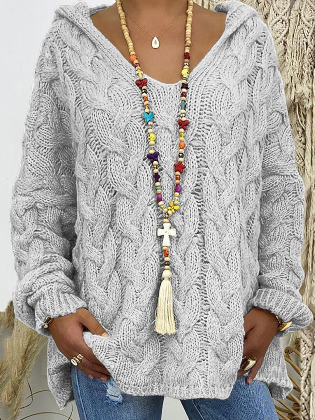 

StyleCast Women Cable Knit Longline Pullover, White