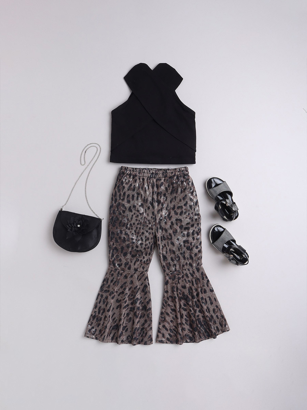 

taffykids Girls Halter Neck Top with Trousers, Black