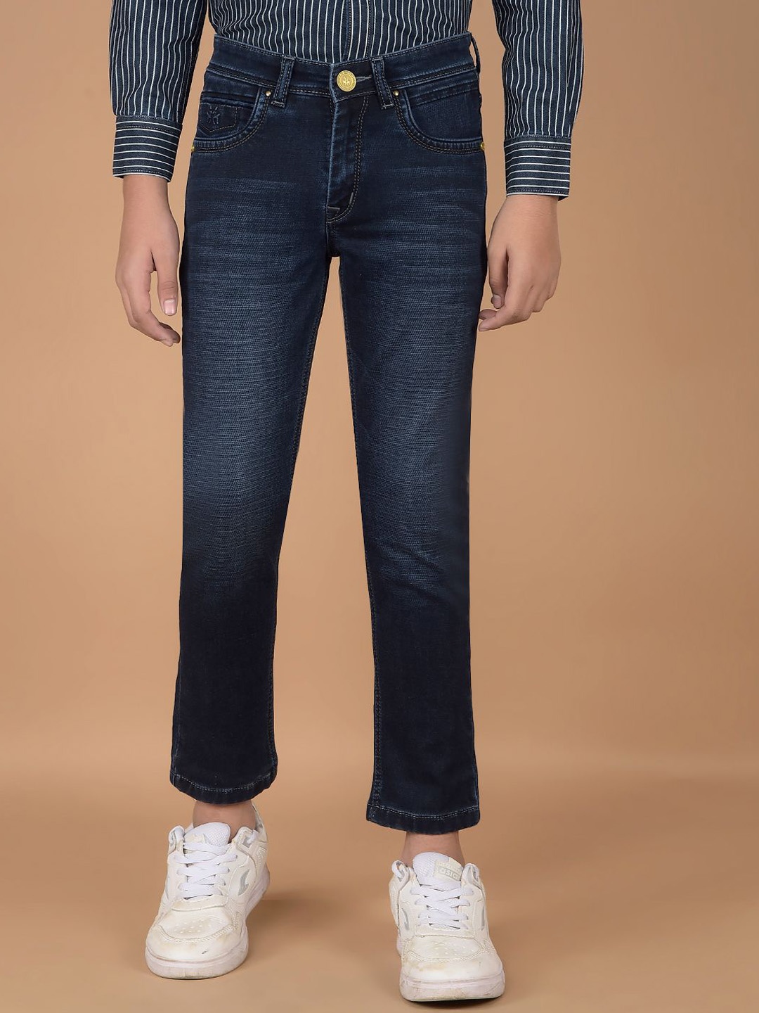 

Crimsoune Club Boys Slim Fit Heavy Fade Stretchable Jeans, Blue