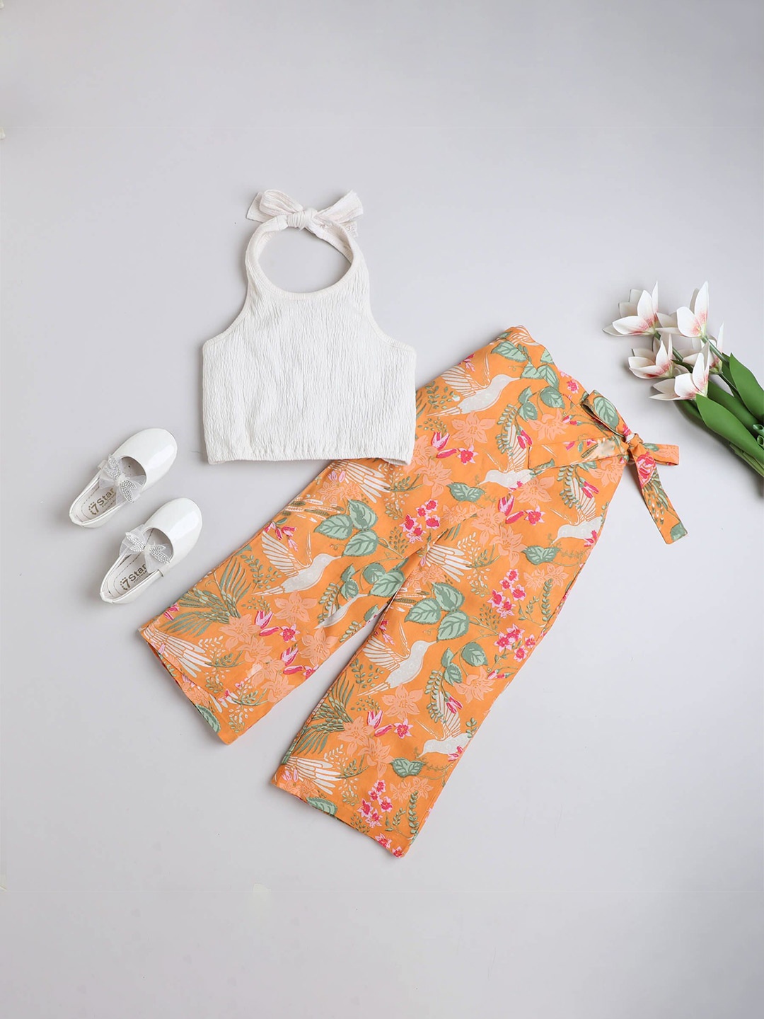 

taffykids Girls Top with Trousers, Off white