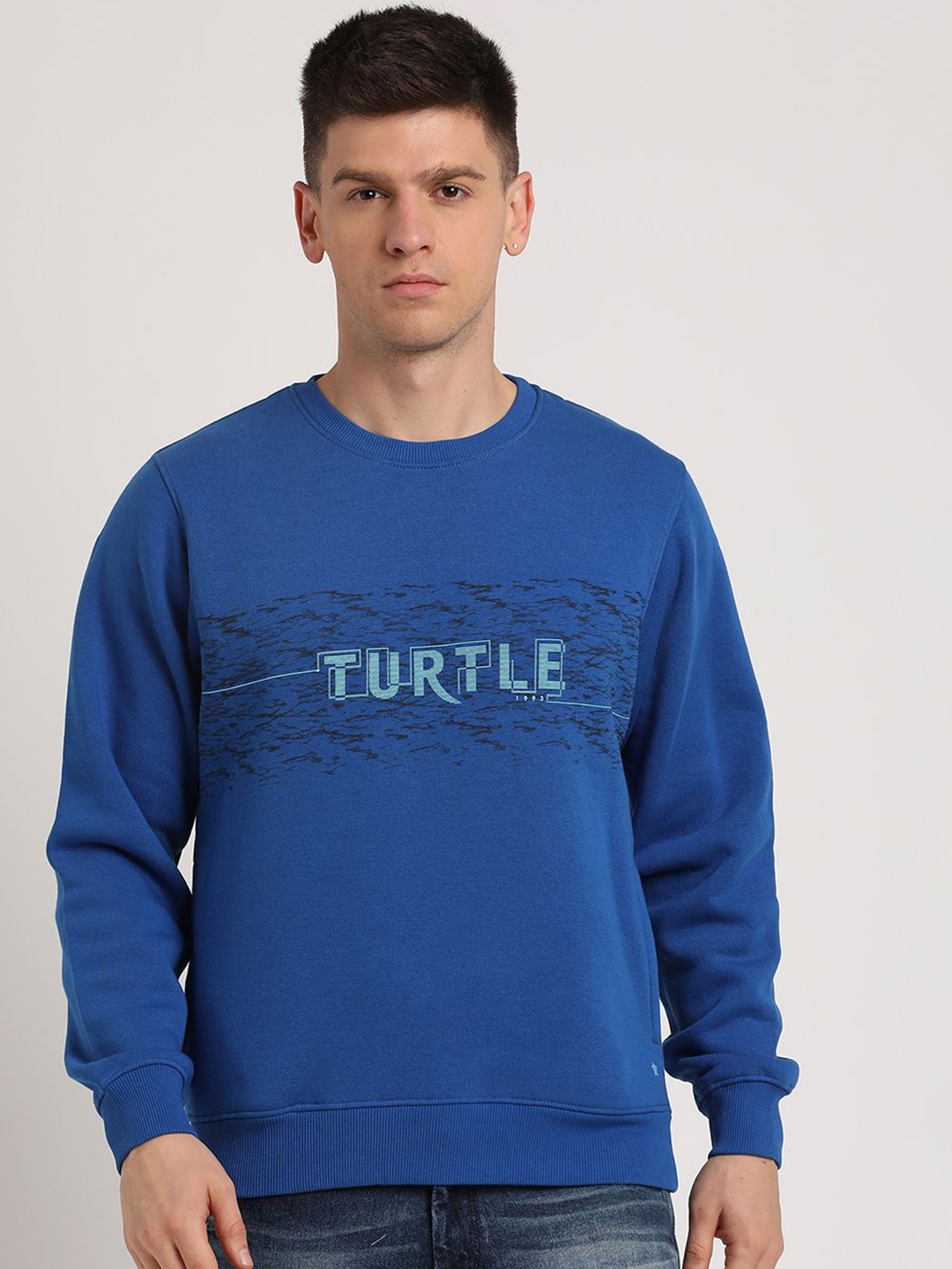 

Turtle Men Graphic Printed Cotton Sweatshirt, Blue