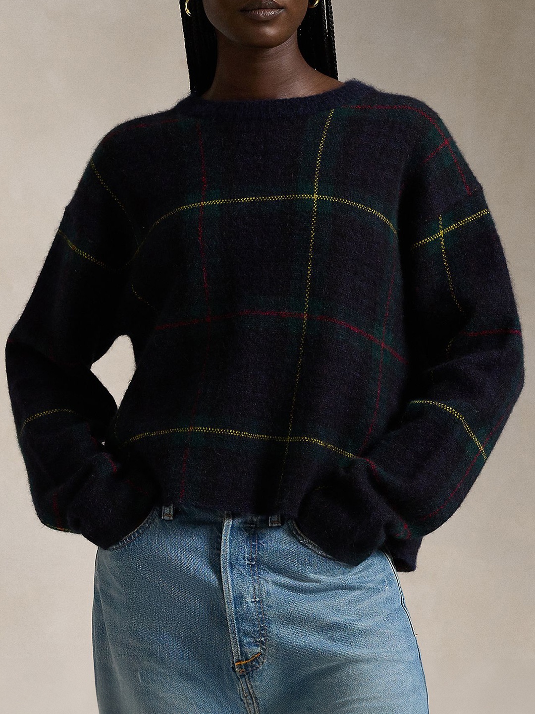 

Polo Ralph Lauren Checked Crewneck Sweater, Navy blue