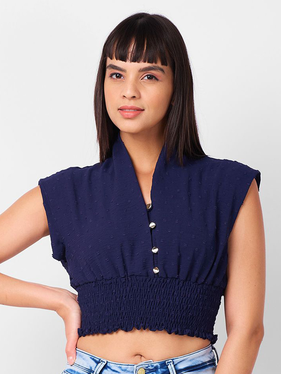 

IZEL Women Self Design Tube Top, Blue