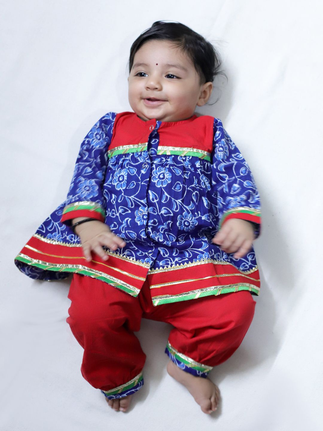 

BownBee Printed A-Line Kurta & Harem Pants, Blue