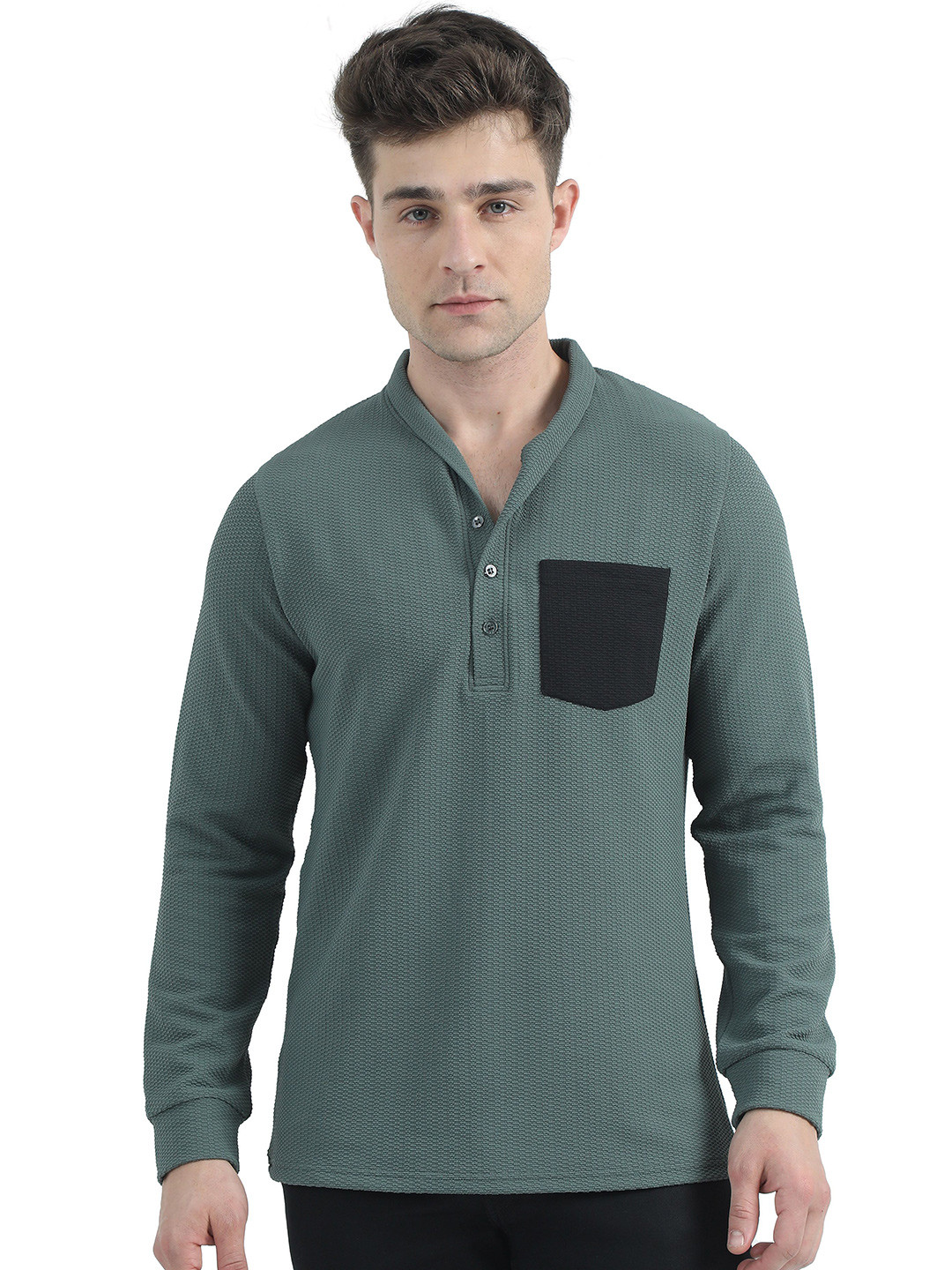 

ECOLINE Clothing Men Textured T-shirt, Green