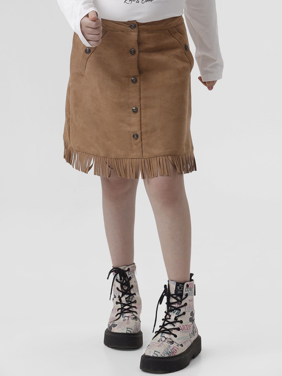 

KATE & OSCAR Girls A-Line Knee Length Skirt, Beige