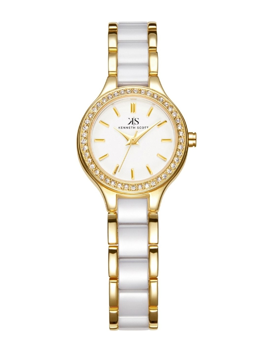 

KENNETH SCOTT Women Embellished Dial & Bracelet Style Straps Analogue Watch K23509-GCWW, White