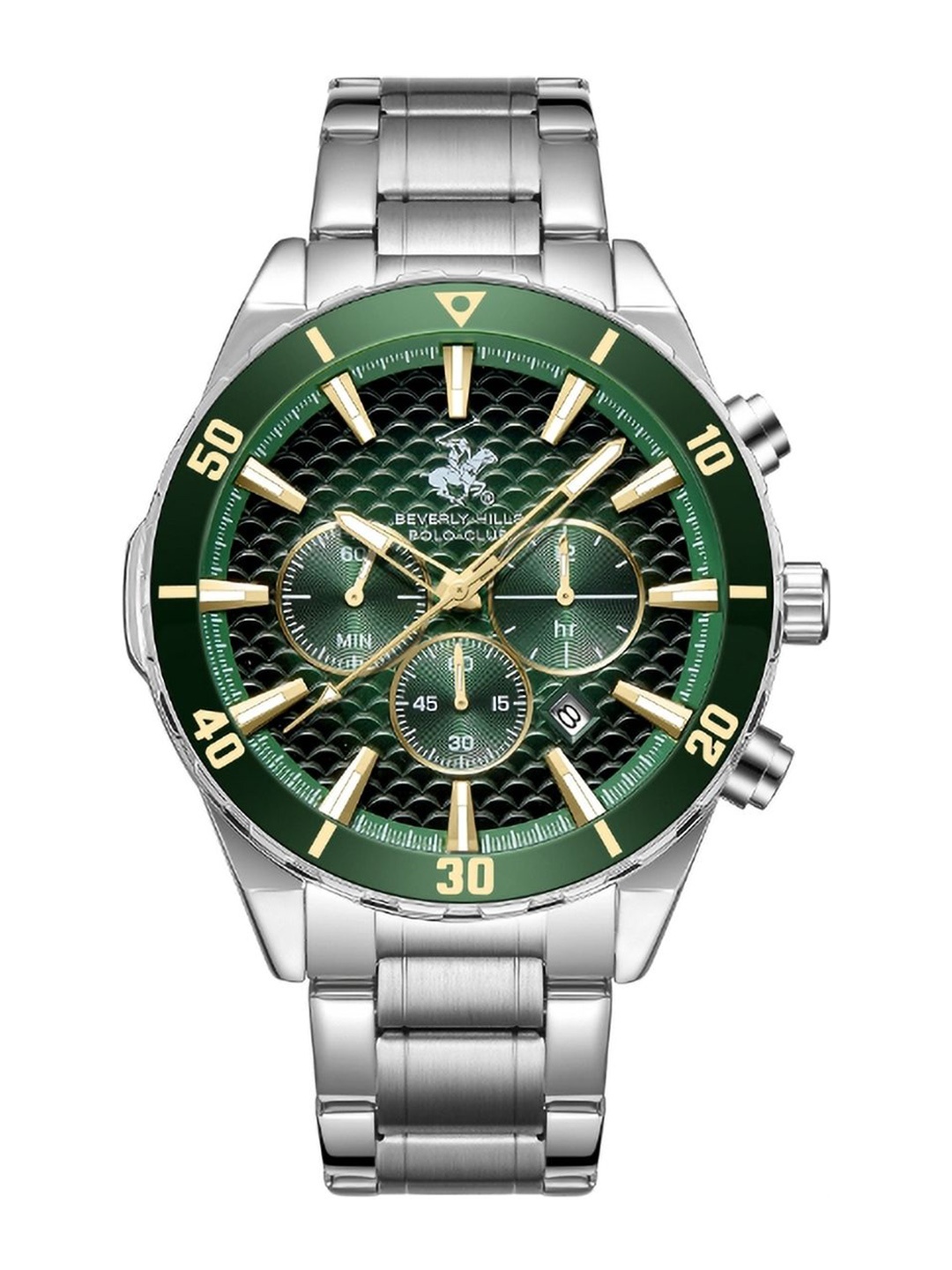 

Beverly Hills Polo Club Men Mother of Pearl Dial Analogue Multi Function Watch, Green