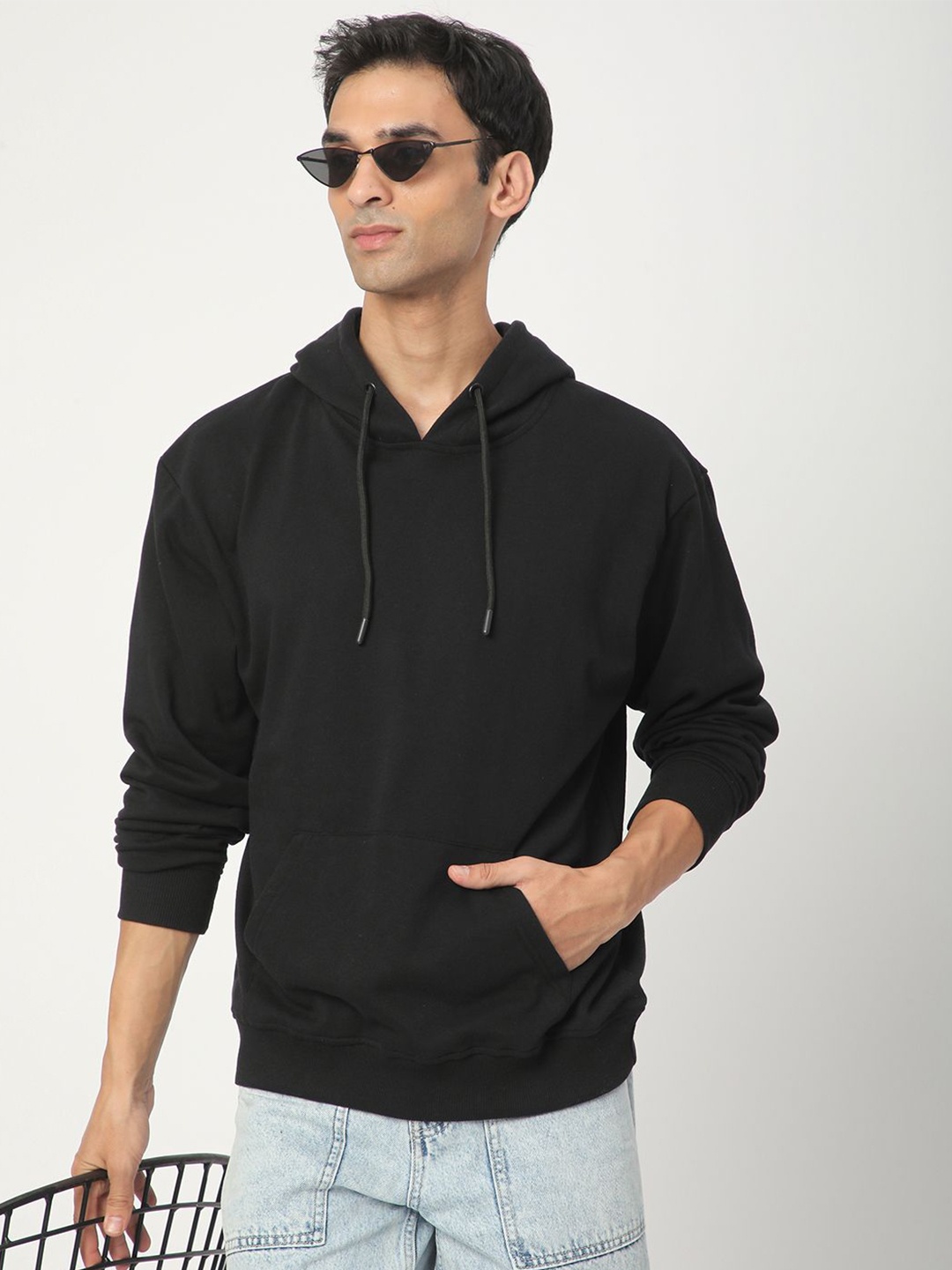 

R&B Men Long Sleeves Hooded Sweatshirt, Black
