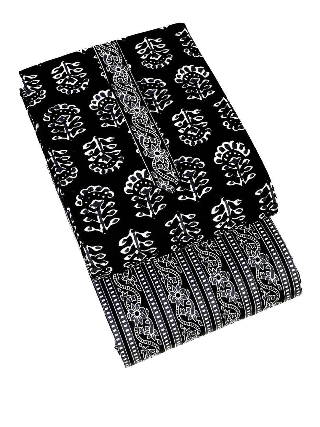 

Sun Fashion And Lifestyle Printed Pure Cotton Unstitched Dress Material, Black