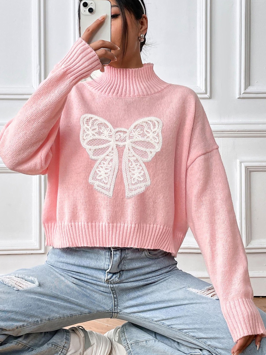 

StyleCast Women Embroidered Pullover with Embroidered Detail, Pink