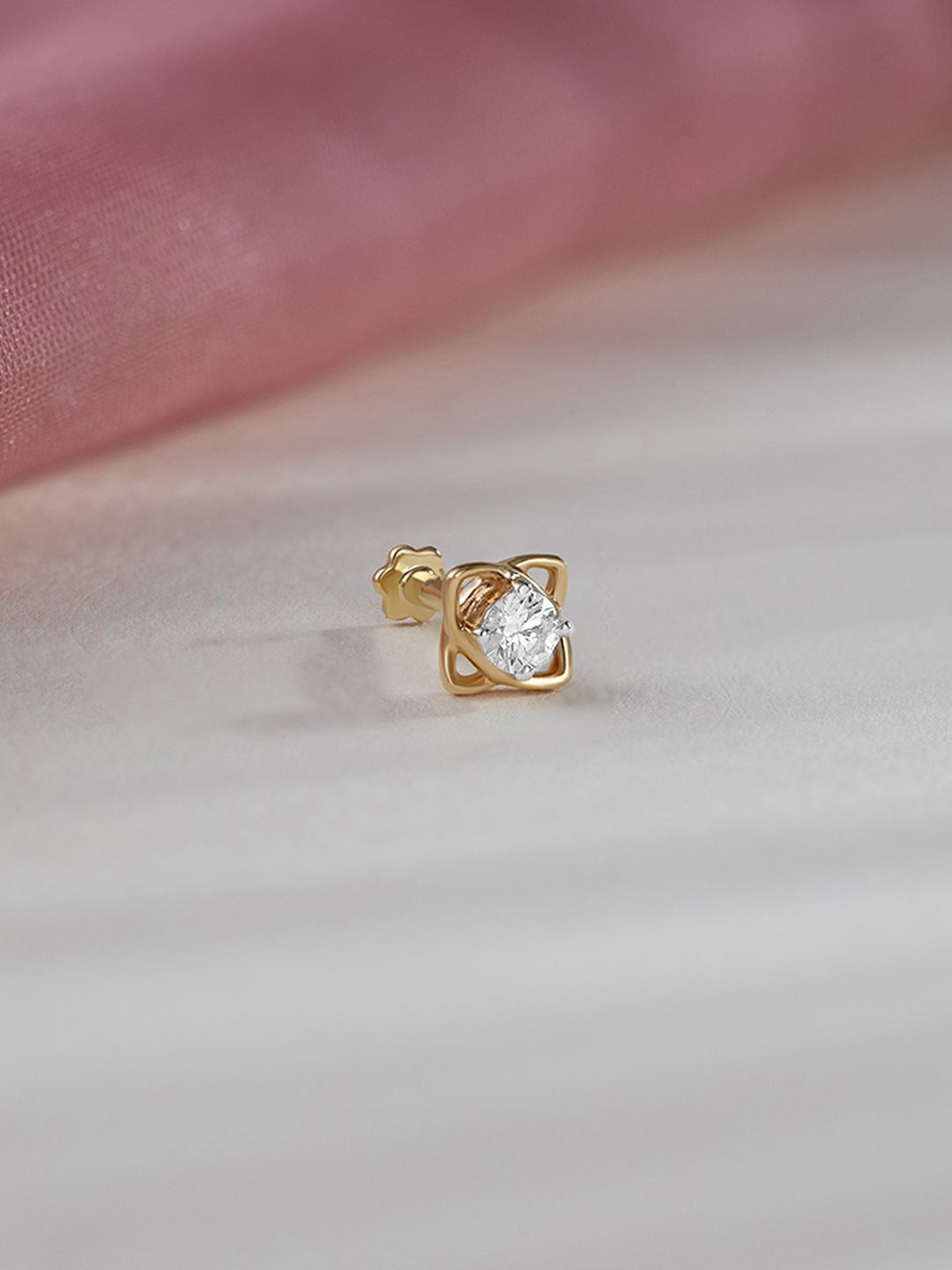 

Mia by Tanishq 14KT Diamond Nose Pin-0.35g, Gold