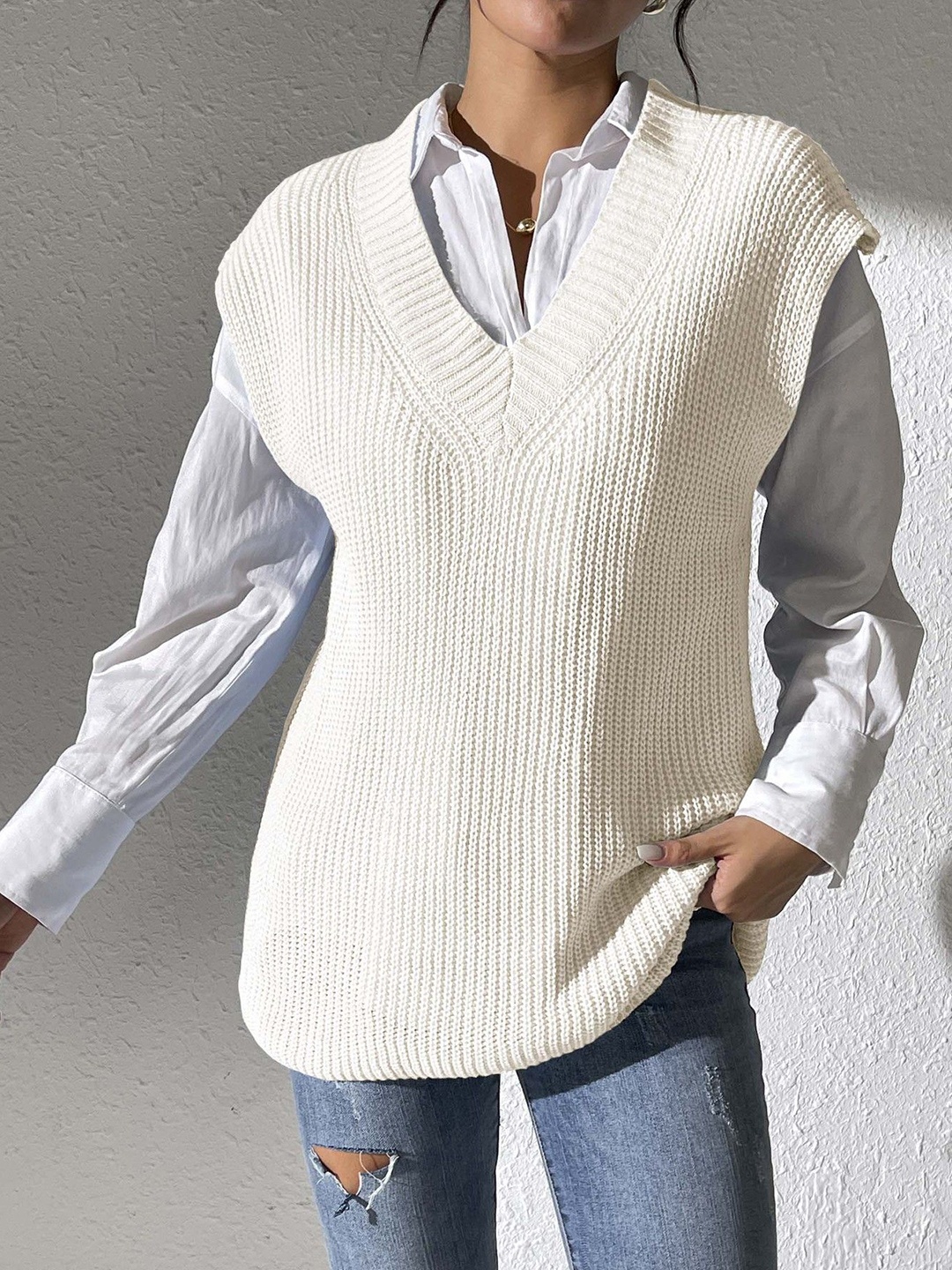 

StyleCast Women Cable Knit Sweater Vest, White