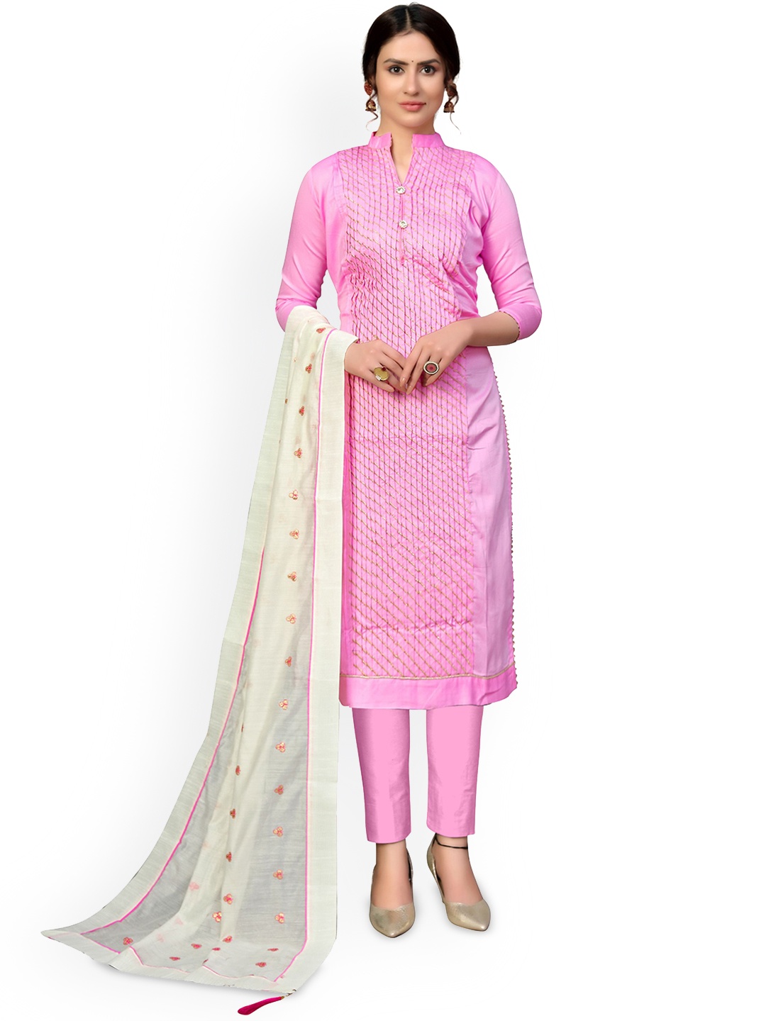 

Maroosh Embroidered Unstitched Dress Material, Pink