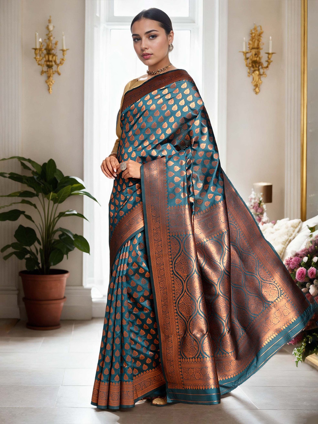 

Anouk Woven Design Zari Banarasi Saree, Blue