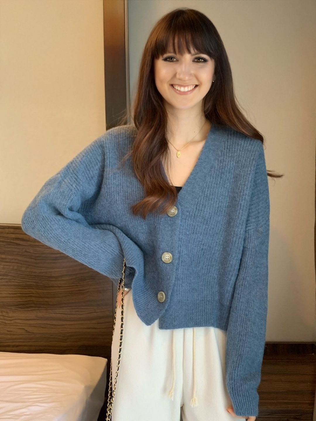 

StyleCast Women Ribbed Cardigan, Blue
