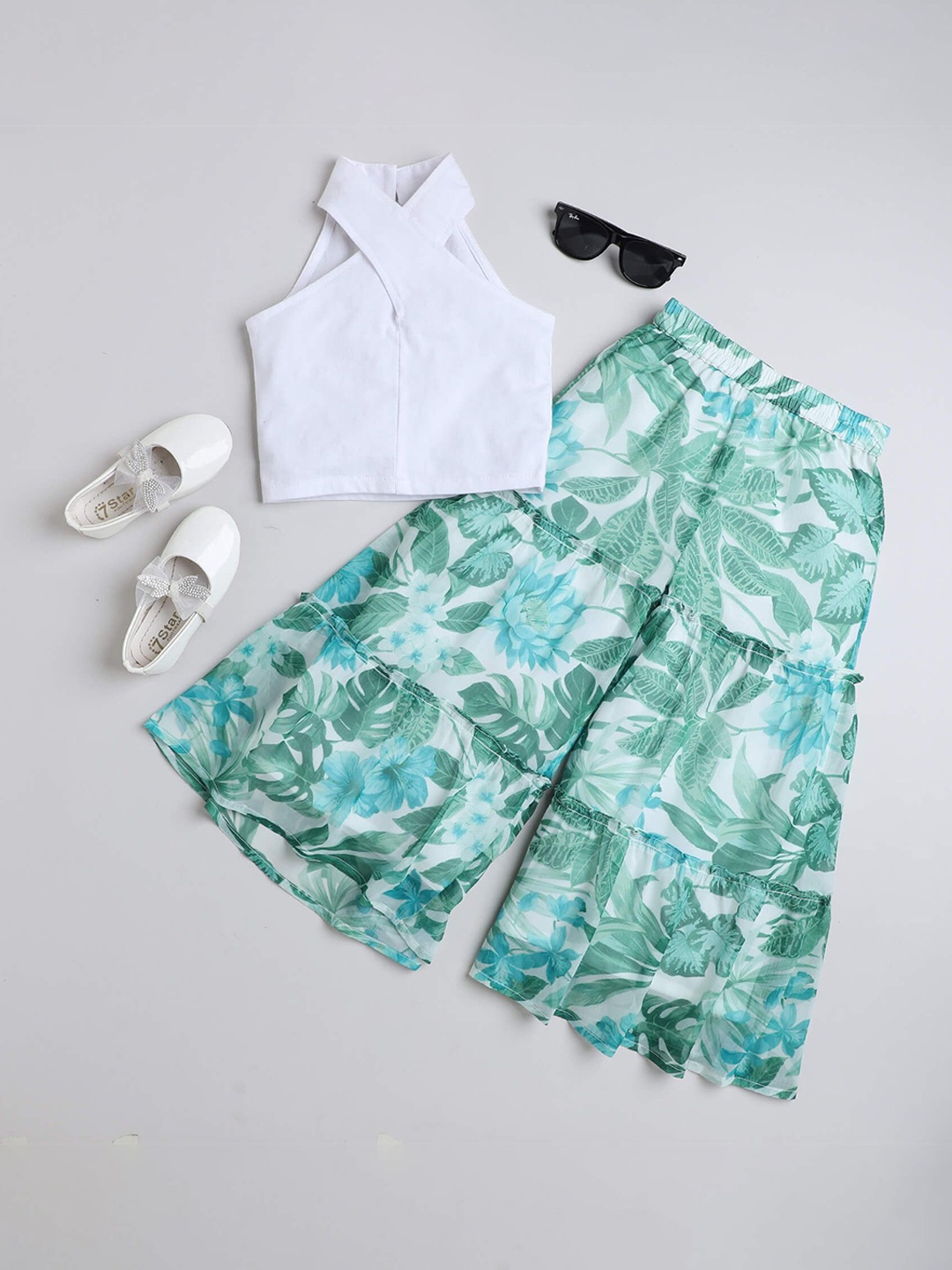 

taffykids Girls Top with Trousers, White
