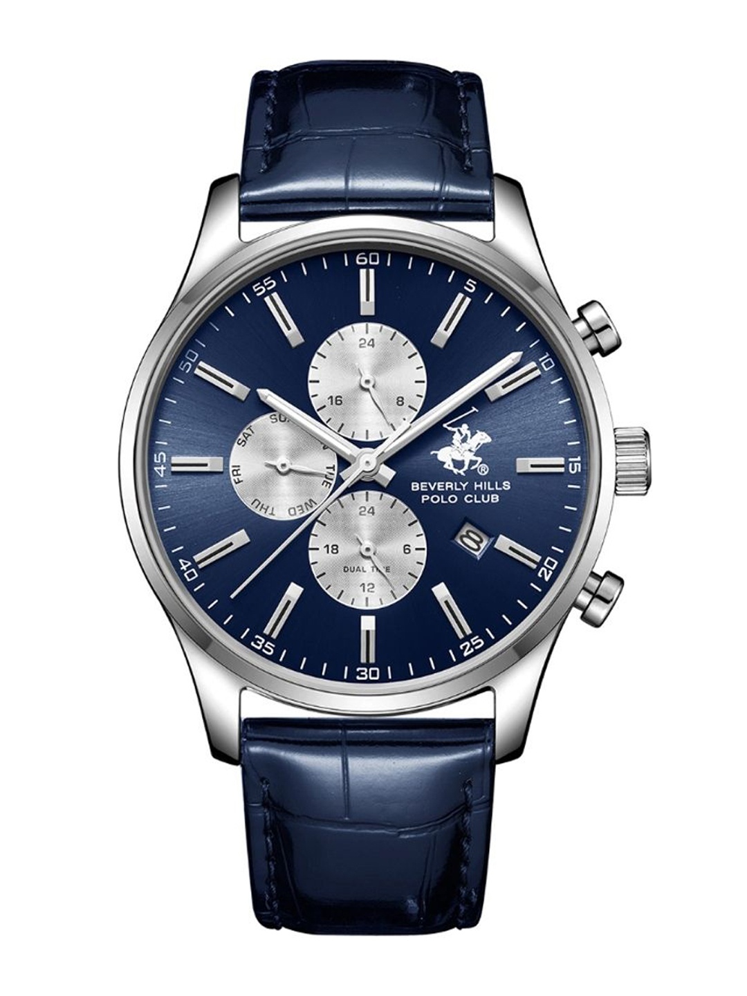 

Beverly Hills Polo Club Men Round Patterned Dial Analogue Chronograph Watch, Blue