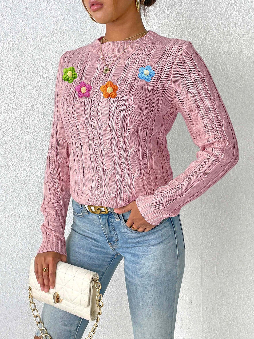 

StyleCast Women Embroidered Pullover with Embroidered Detail, Pink