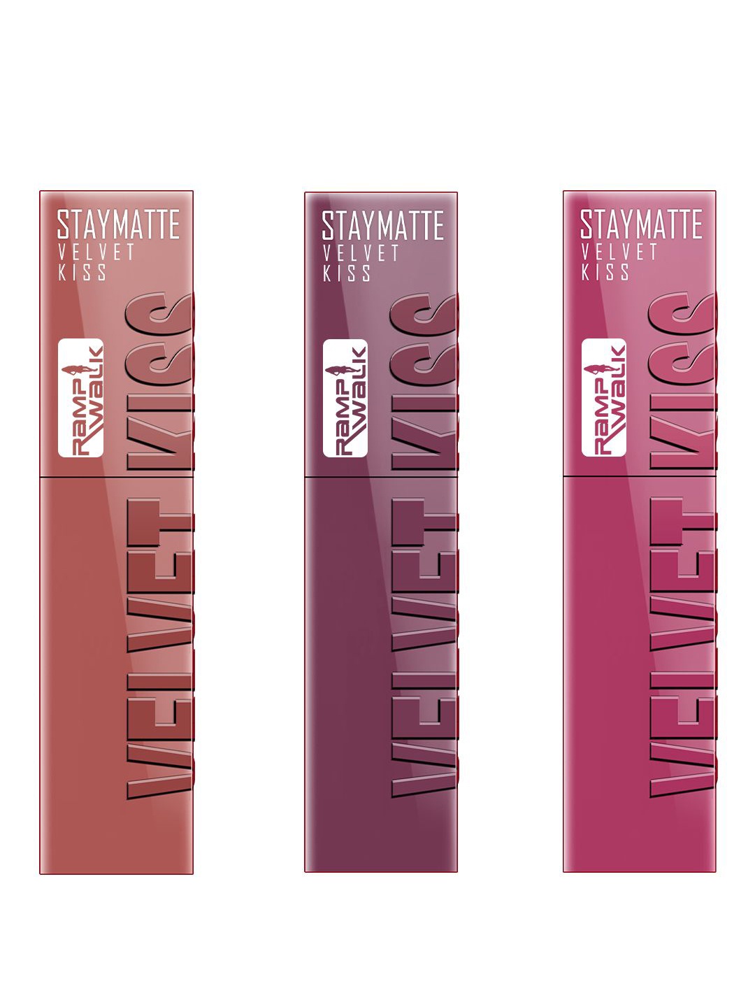 

Ramp Walk Velvet Kiss Set Of 3 Waterproof Liquid Lipstick - 3.5 ml Each- Shade- 5- 6- 10, Brown