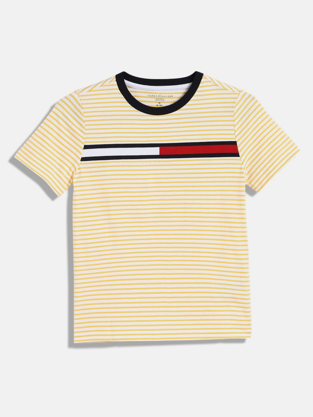 

Tommy Hilfiger Boys Striped Round Neck Cotton T-shirt, Yellow