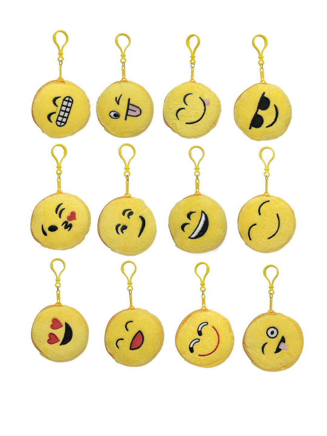 

KYDZI Pack Of 12 Emoji Zipper Key Chains, Yellow