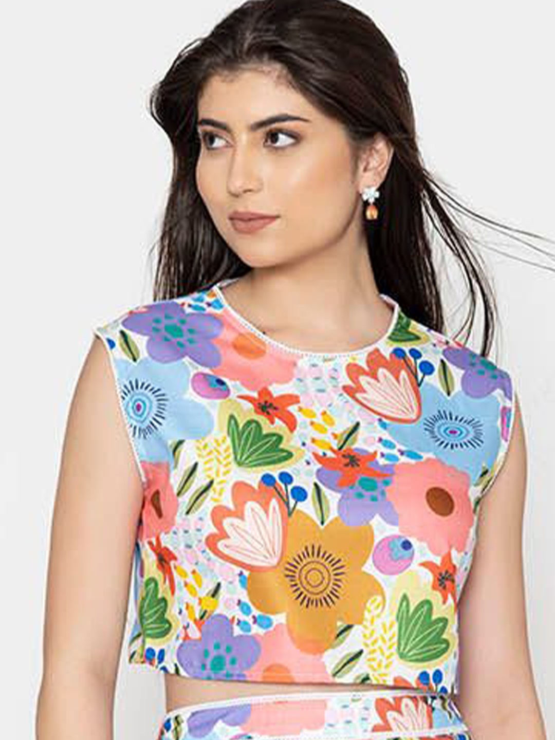 

DESIGNS BY QUEEN BEE Women Floral Printed Cotton Top, Na