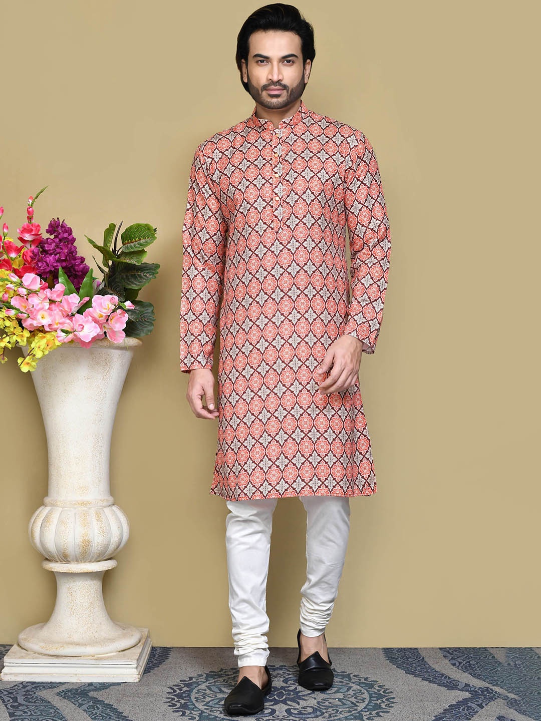

RANAK Men Geometric Printed Sequinned Kurta, Multi